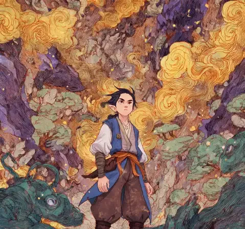 漫画阅读场景，桌上摊开数本漫画与手机